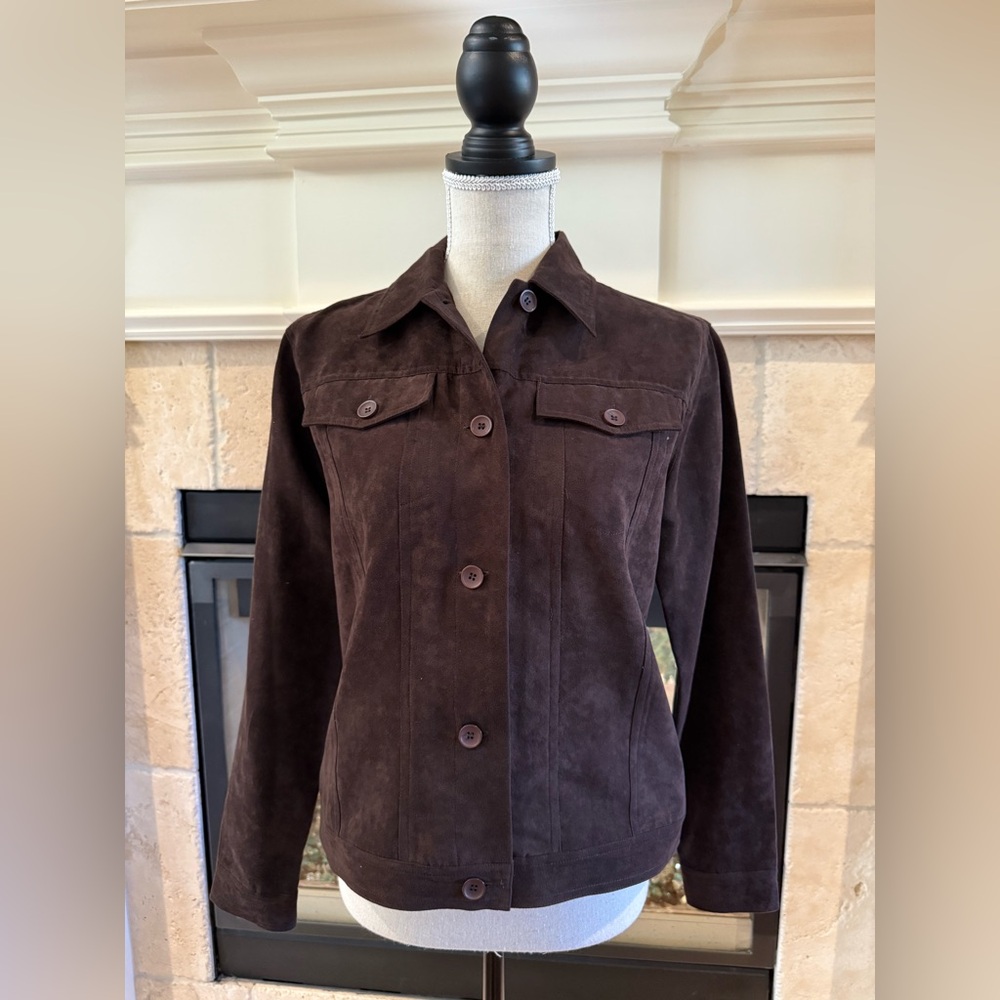 Relativity (Macy's) Wmn's PS Brown Faux Suede Jacket